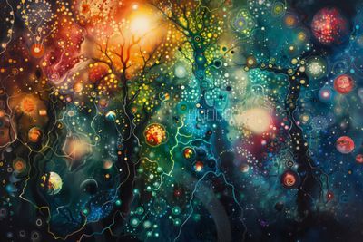 Kosmische Opaleszenz: Abstraktes Universum mit Baumstrukturen